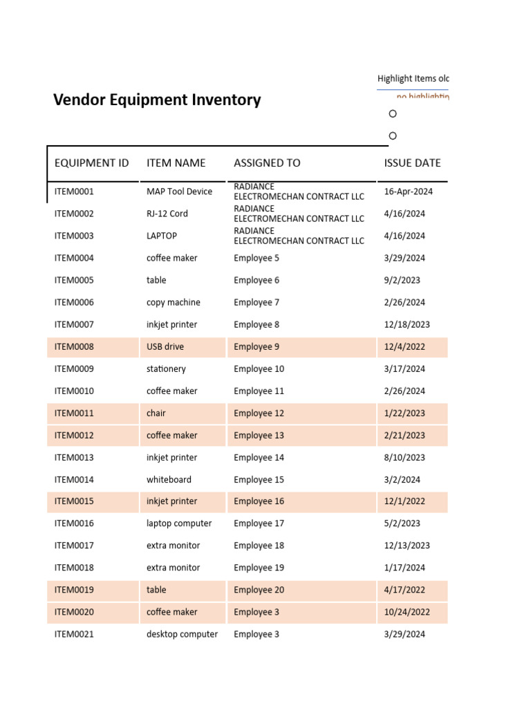 Inventory of Aging Equipment Items | PDF | Printer (Computing) | Laptop