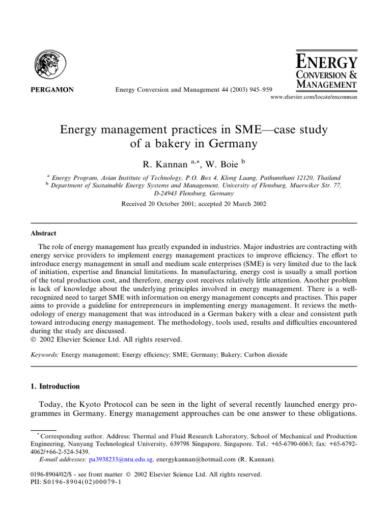 Energy Management in German Bakery SMEs | PDF | Energy Conservation ...