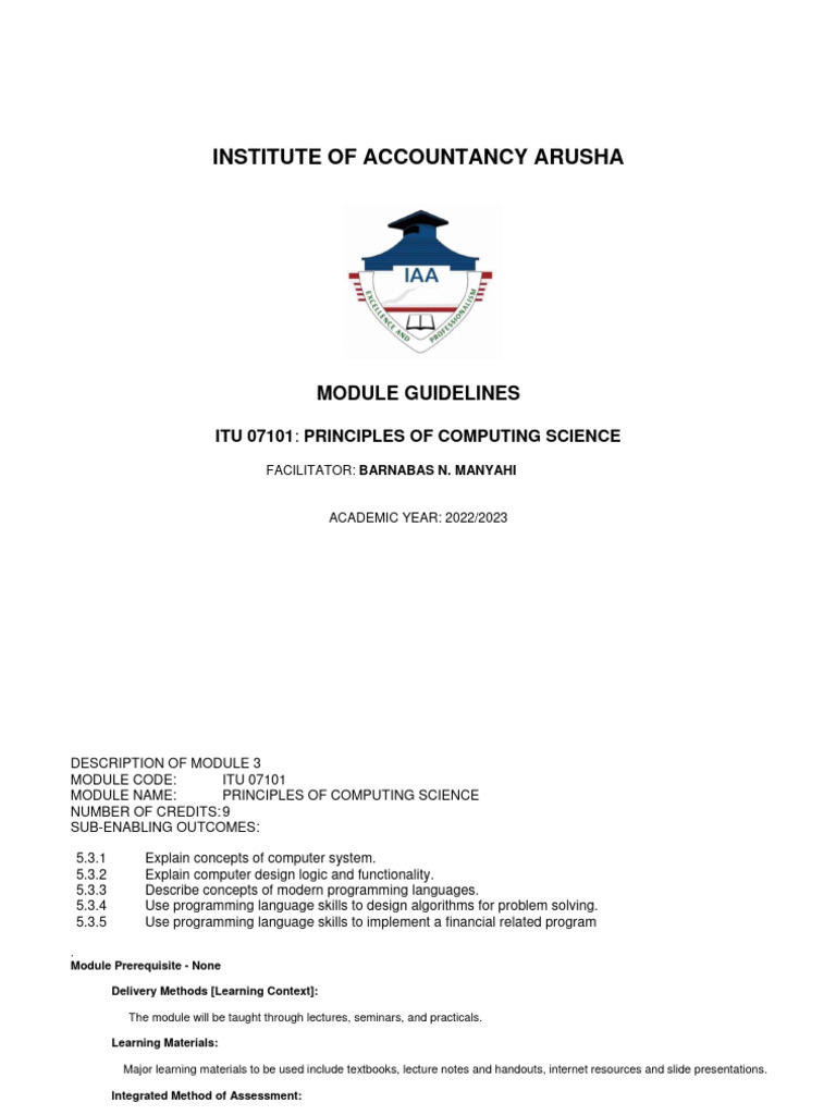 Principles of Computing Science Guide | PDF | Computer Programming ...