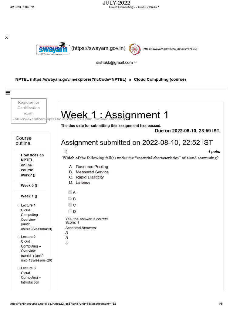 Nptel Previous Year Assignment | PDF | Microsoft Azure | Cloud Computing