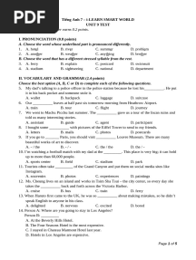 Tiếng Anh 7 ISW - Unit 9 Test