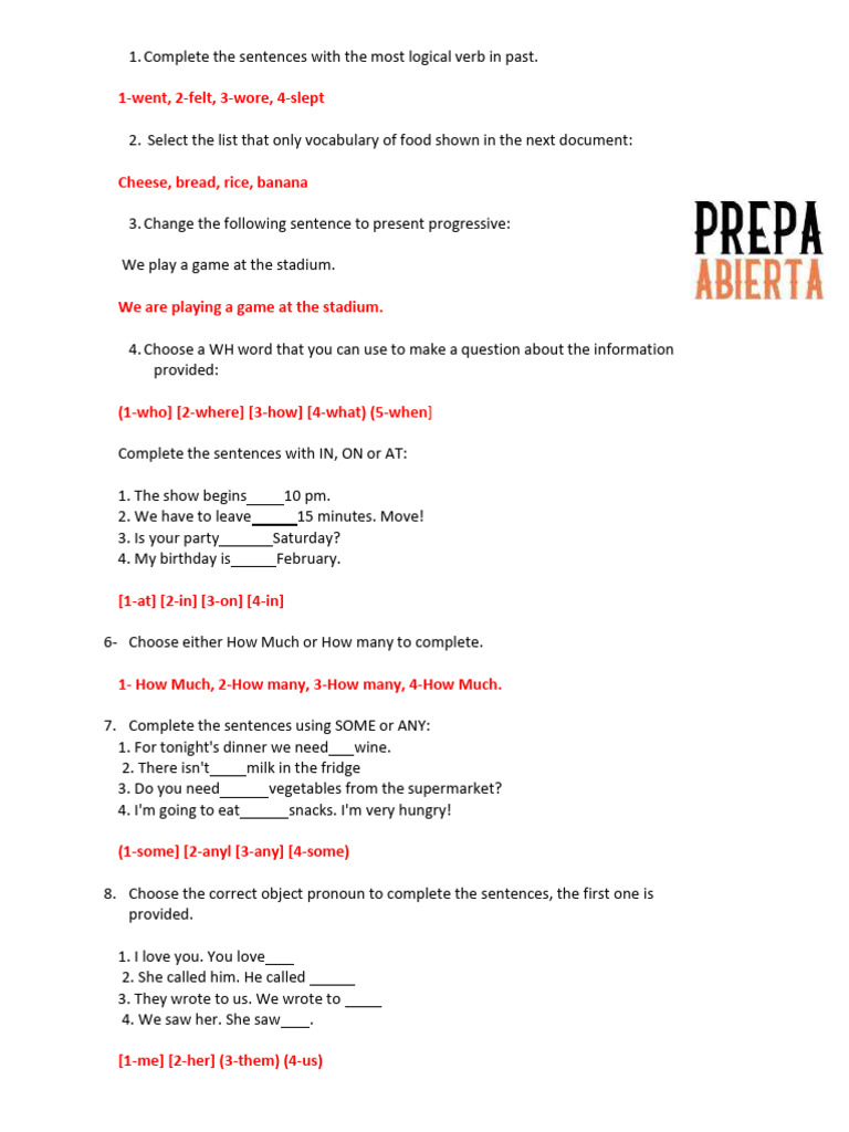 English Grammar Exercises and Answers | PDF | Verb | Grammatical Tense
