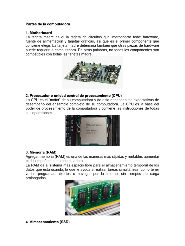 Partes de La Computadora | PDF | Hardware de la computadora | Unidad ...