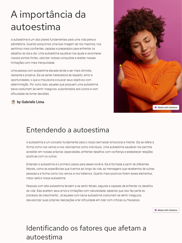 A Importância da Autoestima Positiva | PDF | Autoestima | Pensamento