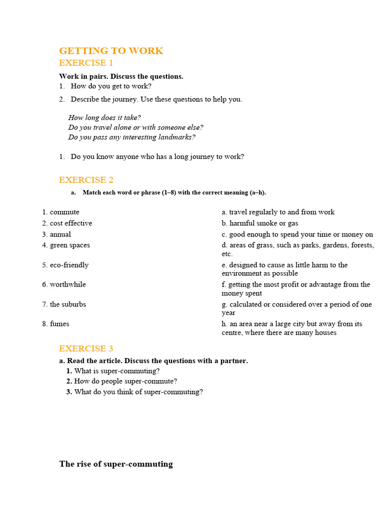 Getting To Work | PDF | Cost Of Living | Commuting