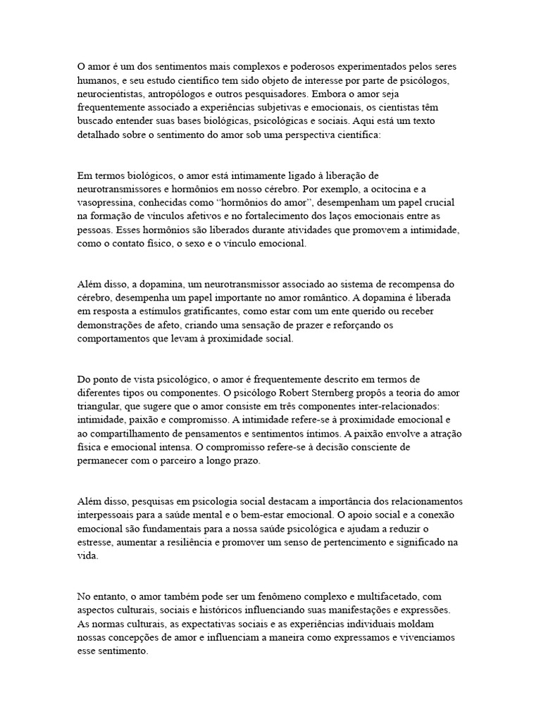 O Que é O Amor Pdf Psicologia Emoções