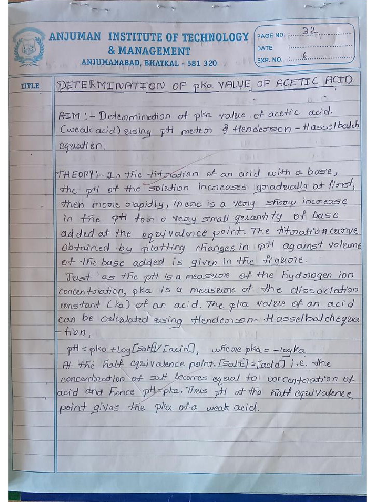 Pka Of Acetic Acid Pdf