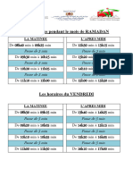 Horaire Ramadan Francais