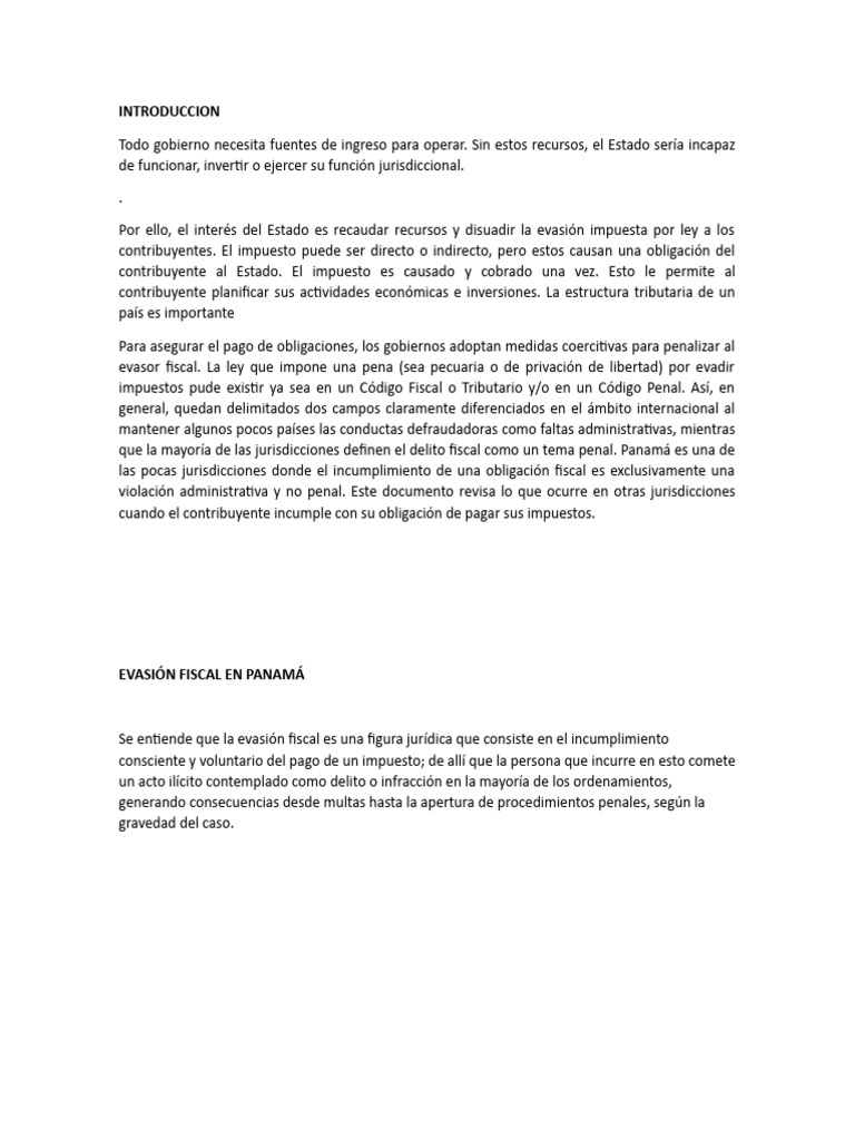 Evasión Fiscal En Panamá Pdf Evasión De Impuestos Contabilidad