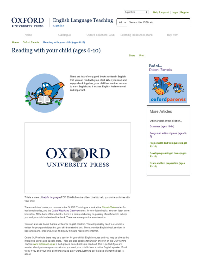 Reading With Your Child Paper