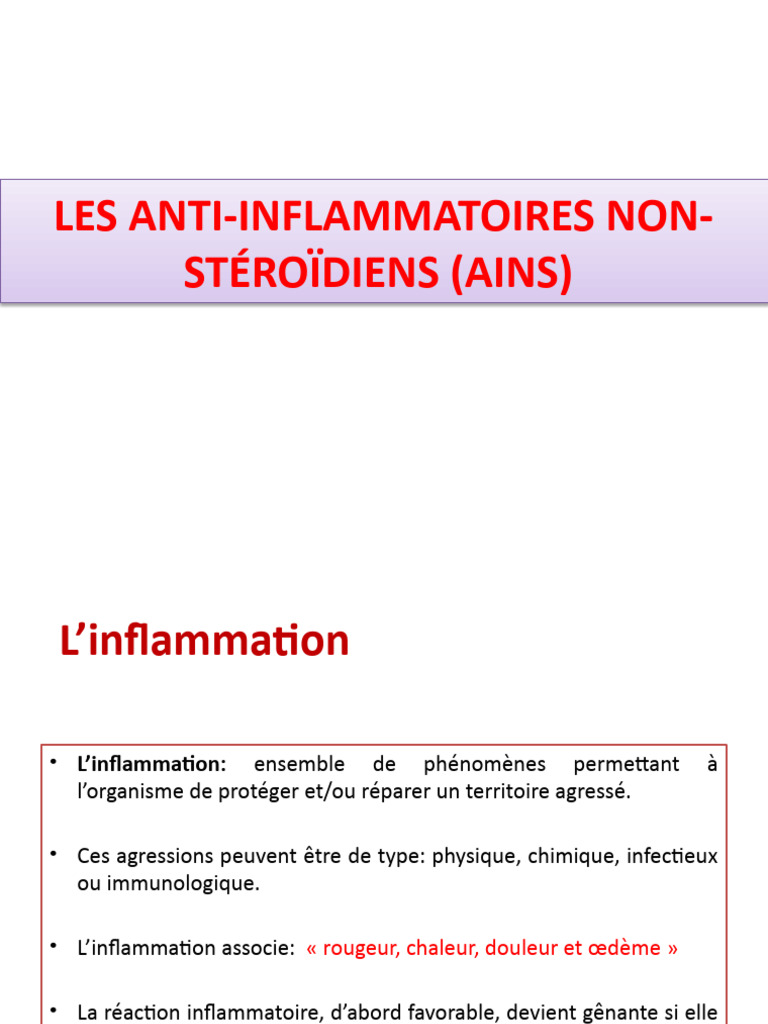 Classification et effets des AINS | PDF | Anti-inflammatoire non ...