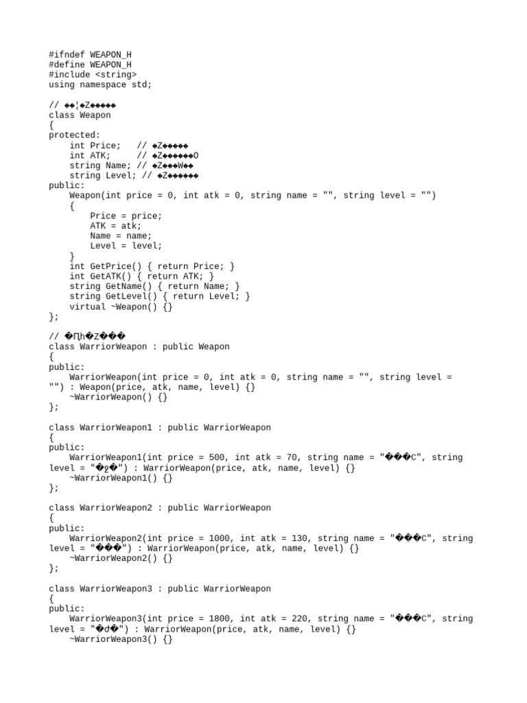 Weapon | Download Free PDF | Computer Programming | C++