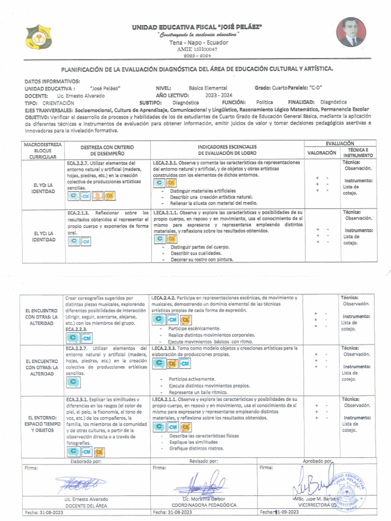 PLAN. EVAL. DIAG. ECA-4TO D | PDF
