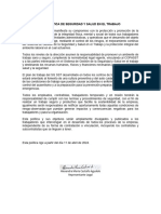 Política de Seguridad y Salud en El Trabajo Empresa Friogran-1