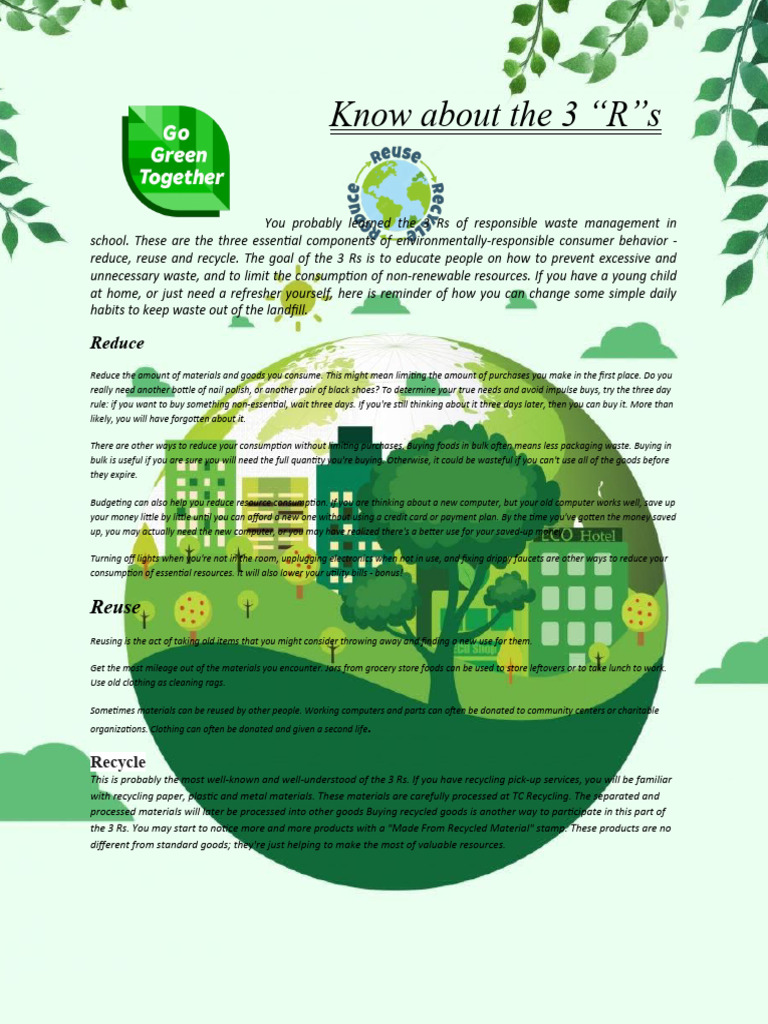 Mastering the 3 Rs: Reduce, Reuse, Recycle | PDF | Recycling | Waste