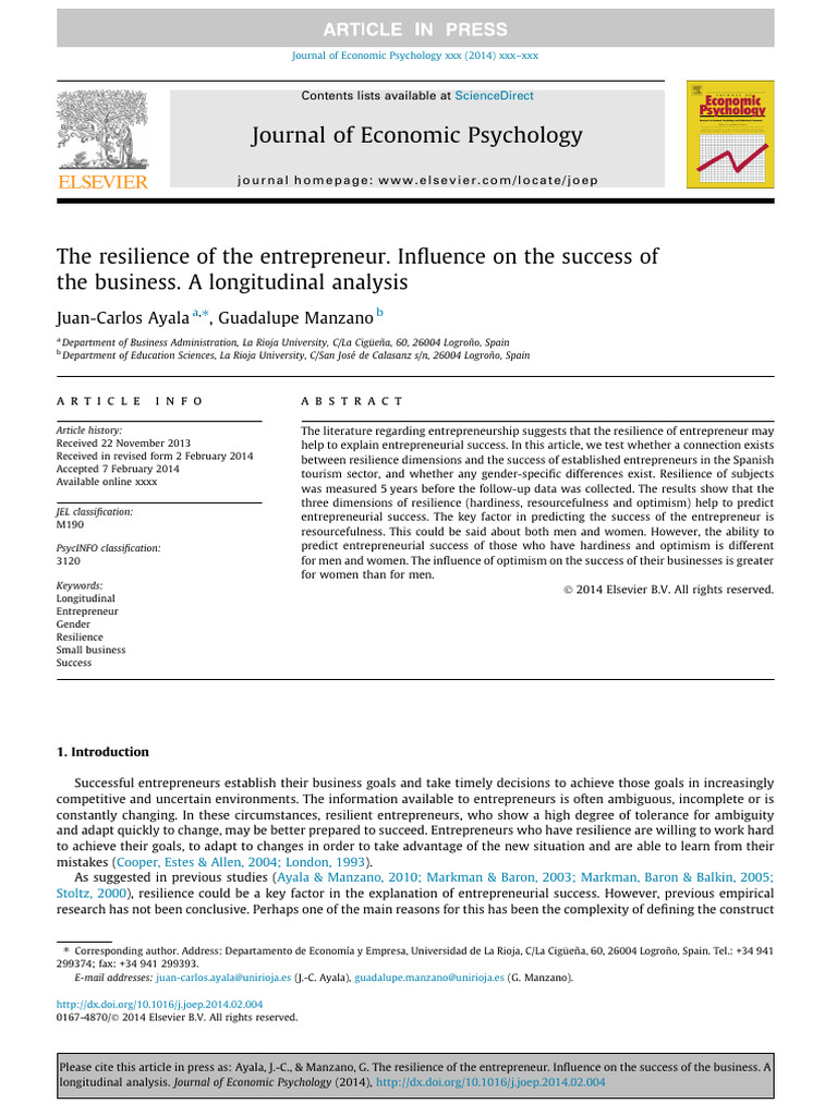 Résilience Entrepreneuriale | PDF | Psychological Resilience ...