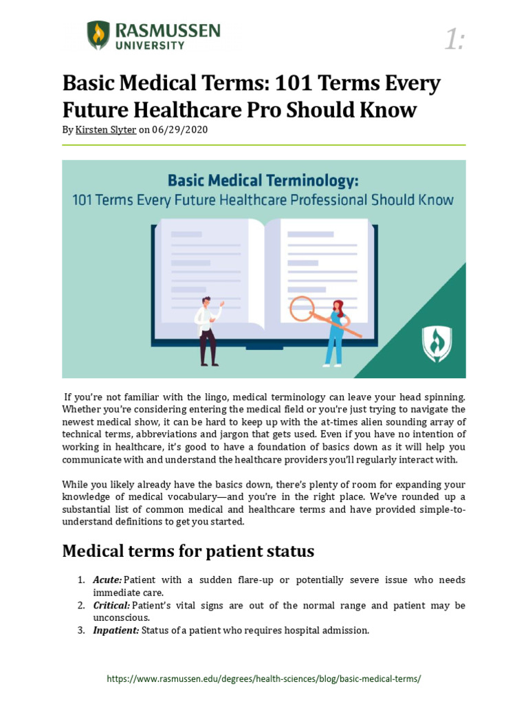 Basic Medical Terms 101 Terms Every Future Healthcare Pro Should Know