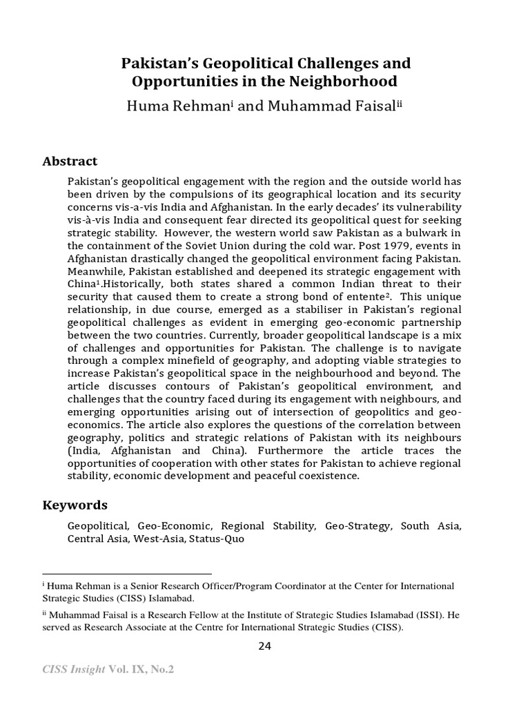 Pakistan's Geopolitical Landscape Explained | PDF | Pakistan | Central Asia