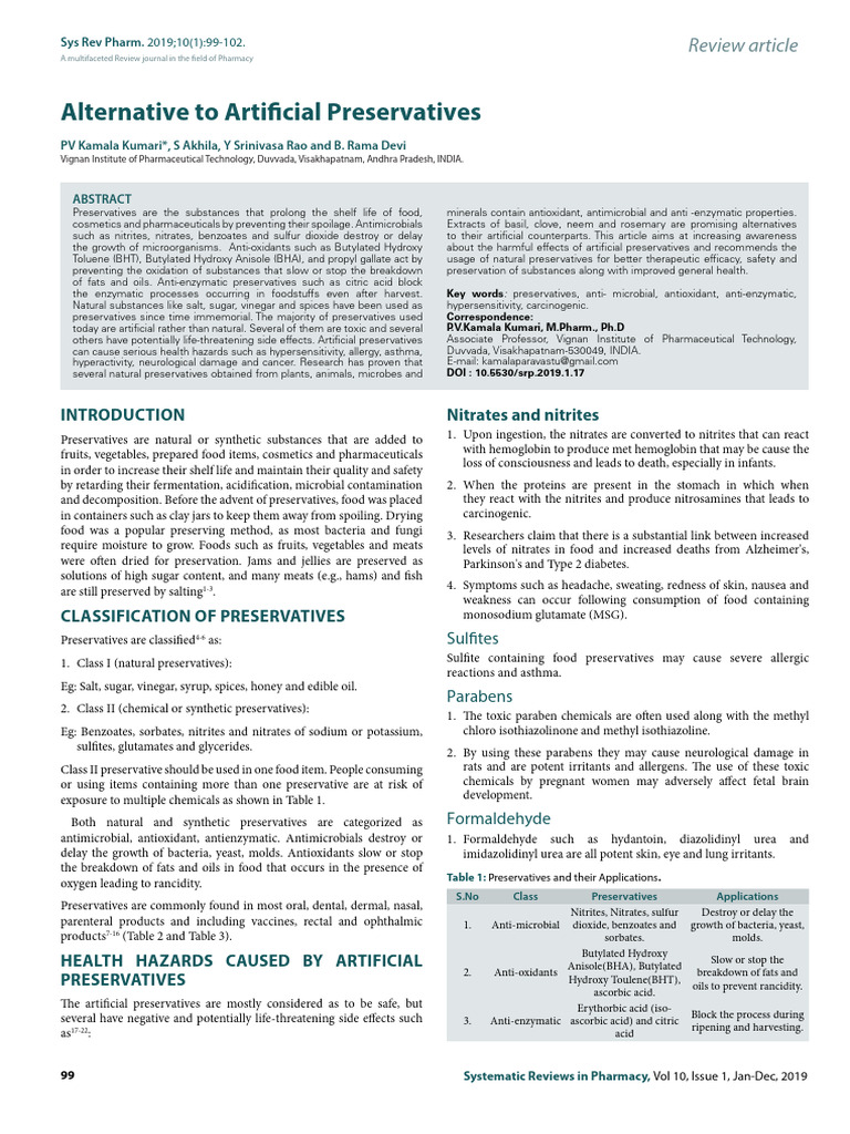 Natural Alternatives to Artificial Preservatives | PDF | Food ...