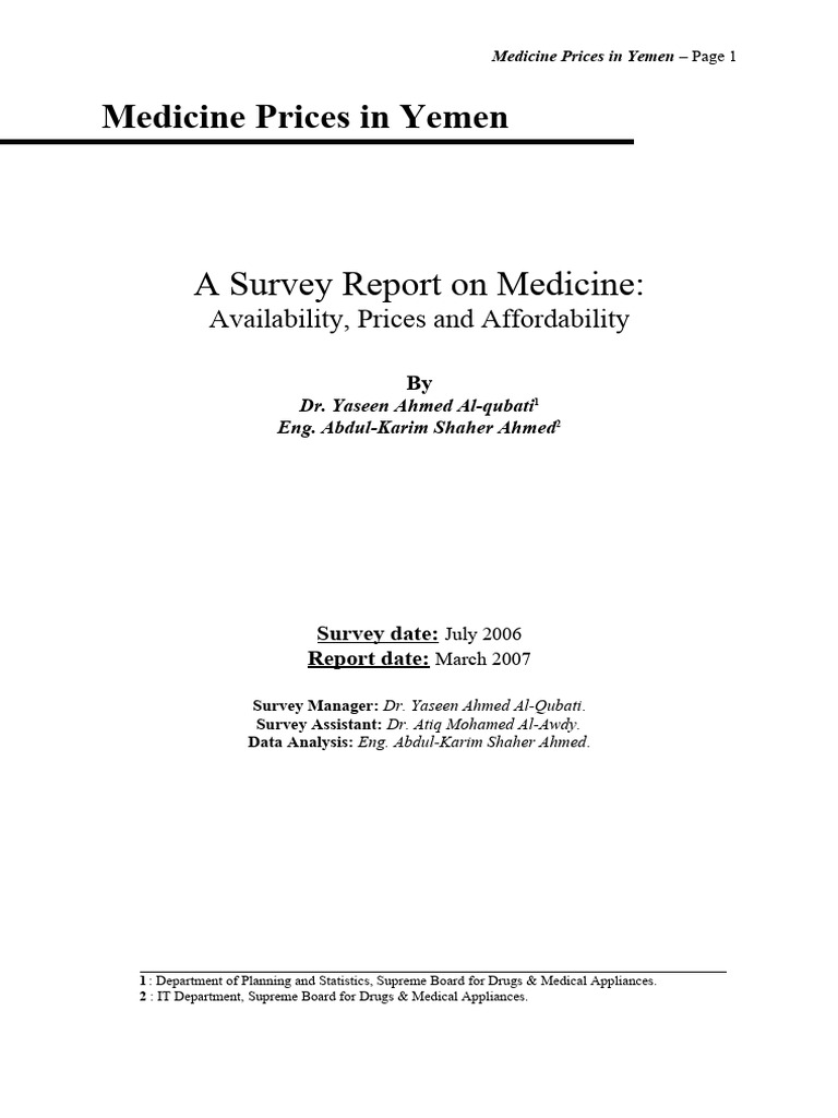 Price structure study yemen report pricing surveys pdf generic
