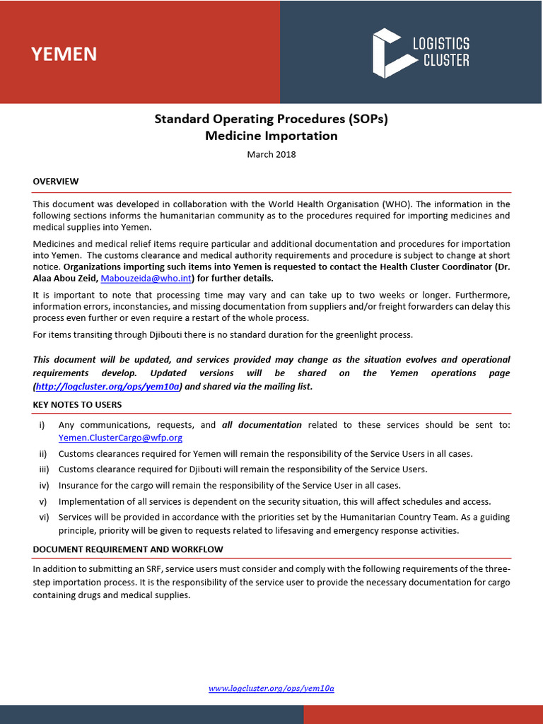 Yemen Medicine Import Guidelines | PDF | Freight Transport | Logistics