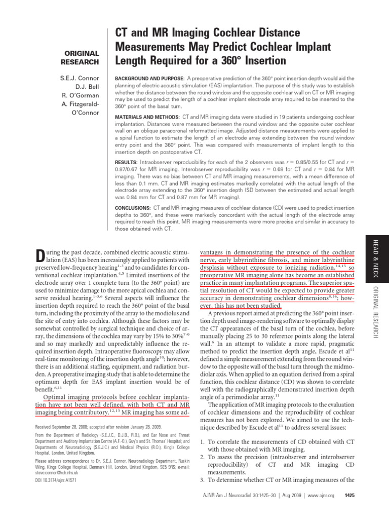 7 CT and MR Imaging Cochlear Distance | PDF | Ct Scan | Magnetic ...