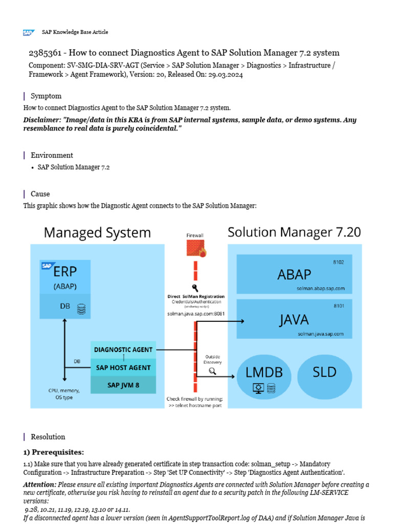 Connect Diagnostics Agent to SolMan 7.2 | PDF | Login | File Transfer ...