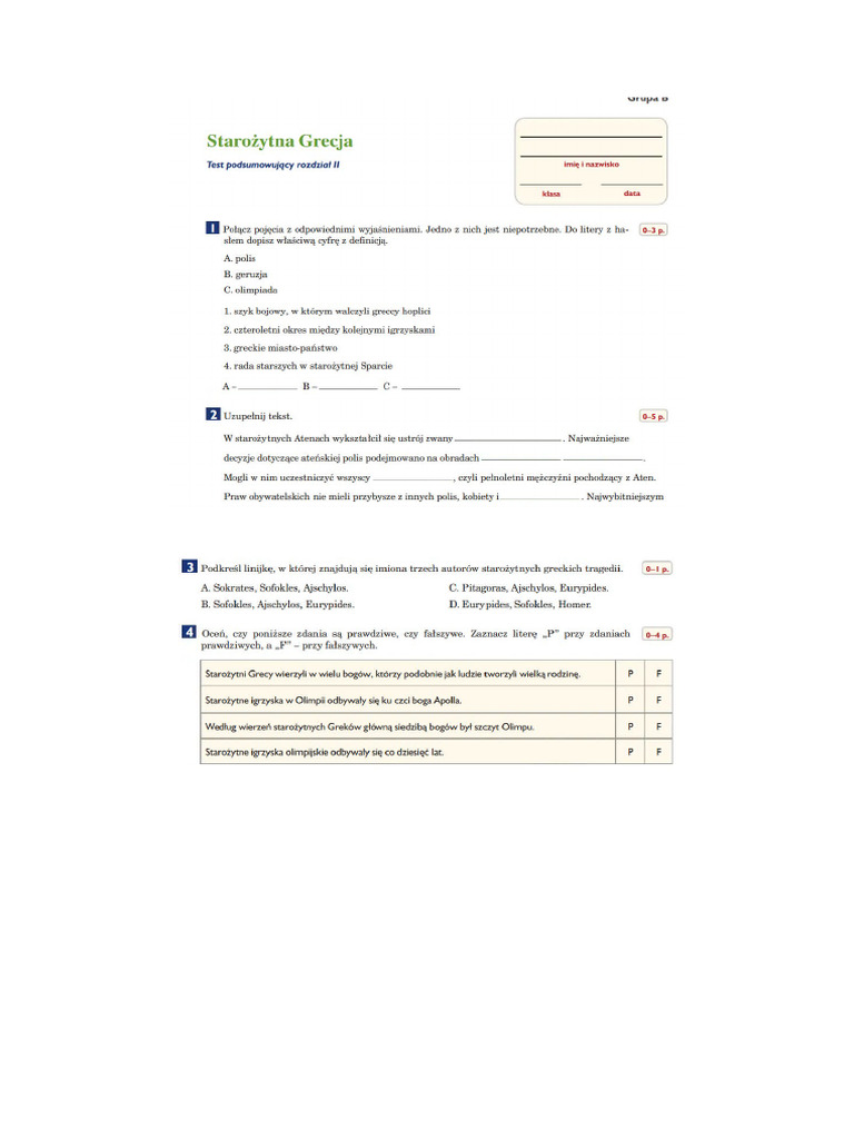 Test NR 2 Historia Klasa 5 Wersja B | PDF