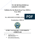 GNDU M.A. Religious Studies Syllabus