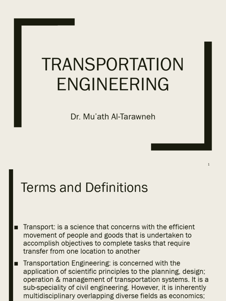 Transportation Engineering Part 1 1 Pdf Transport Public Transport