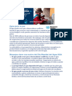 Día Mundial Del Agua. Agua para La Paz 2024