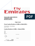 From London Heathrow (LHR) To Delhi (DEL) : Fullname: Mary Johnson Itinrary / Fare Details & Rules
