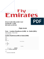 Flight Details From London Heathrow (LHR) To Dubai (DXB) : Fullname:Mr - James Ray Itinrary / Fare Details & Rules