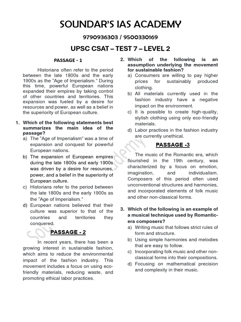 UPSC CSAT Test 7: Passage Analysis | PDF | Artificial Intelligence ...
