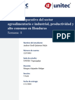 Cuadro Comparativo de Sector Agroalimentario e Industrial, Productividad y Alto Consumo en Honduras