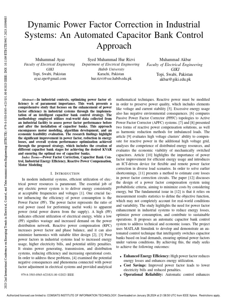 Automated Capacitor Control for Power Factor | PDF | Capacitor | Ac Power