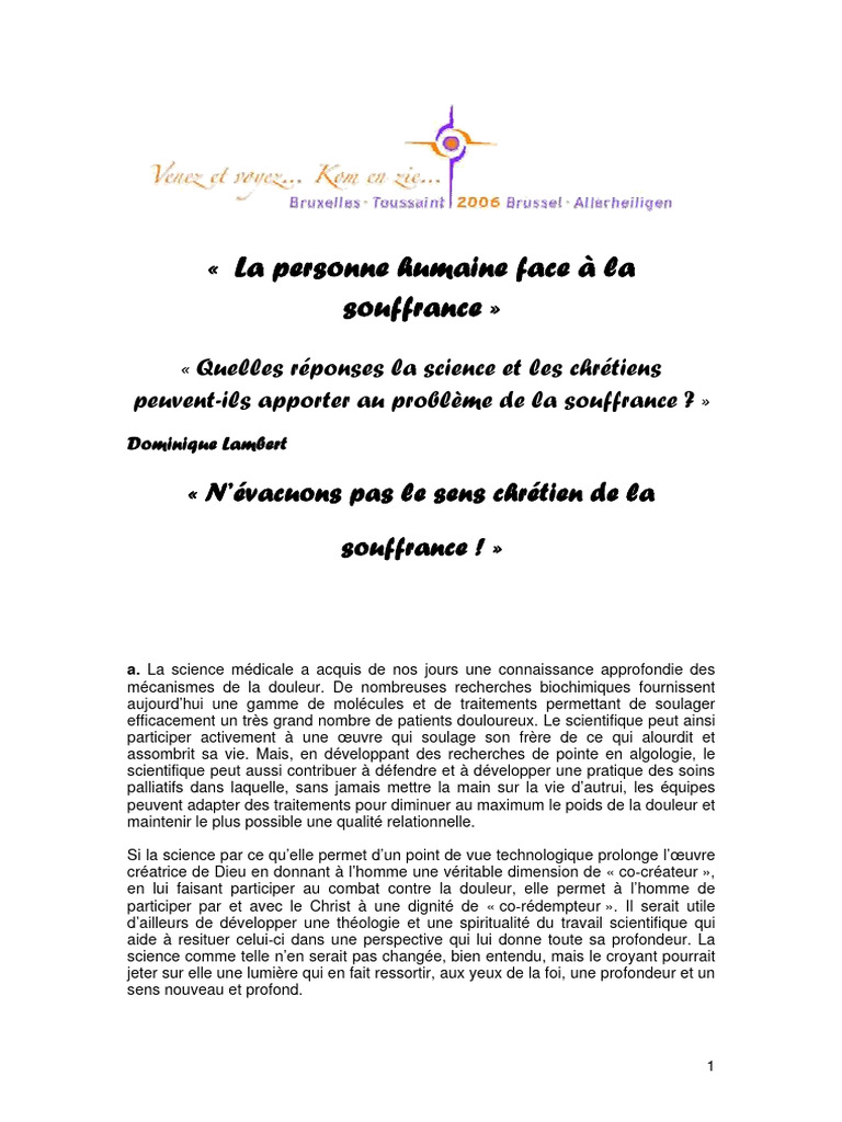 Réflexions chrétiennes sur la souffrance | PDF | Mal | Dieu