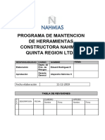 Programa de Mantencion de Herramientas Constructora Nahmias Quinta Region Ltda