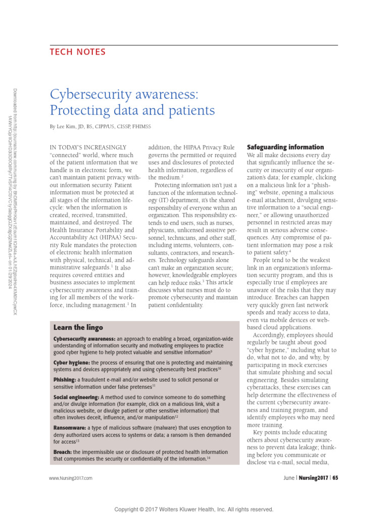Cybersecurity Awareness Protecting Data And 19 Pdf Computer