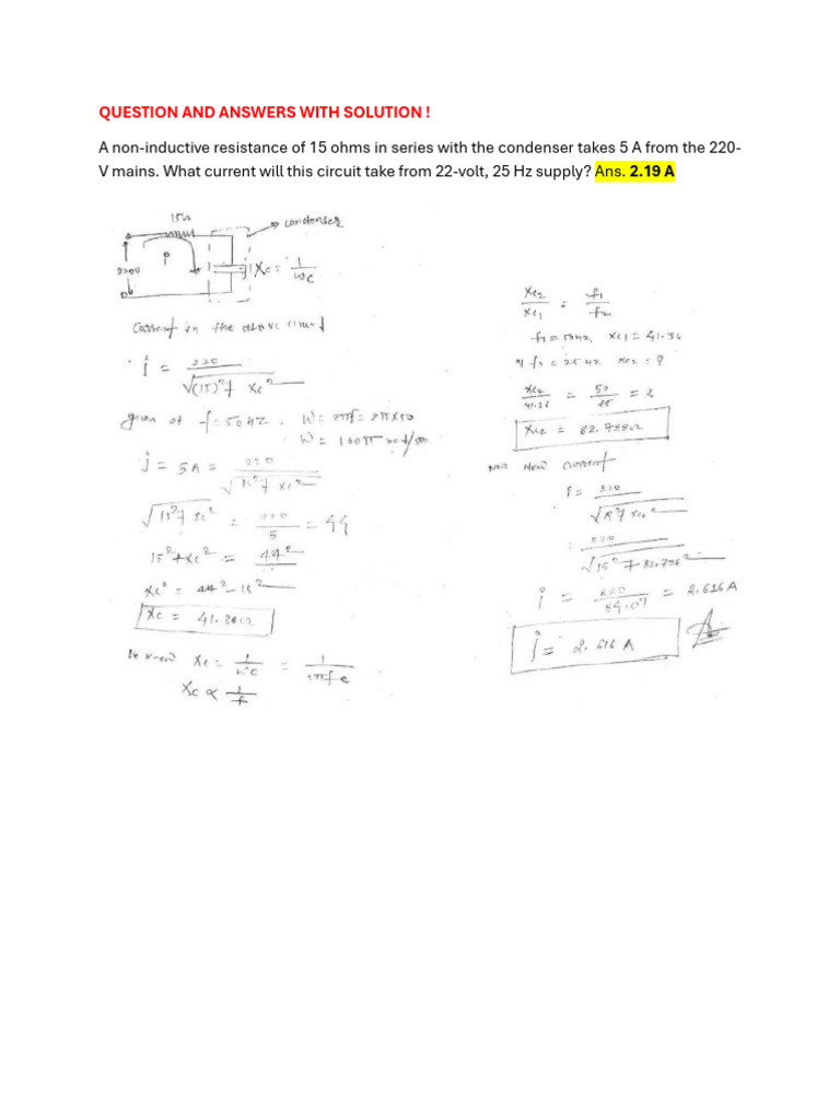Impedance Problems and Solutions Guide | PDF | Electrical Impedance ...