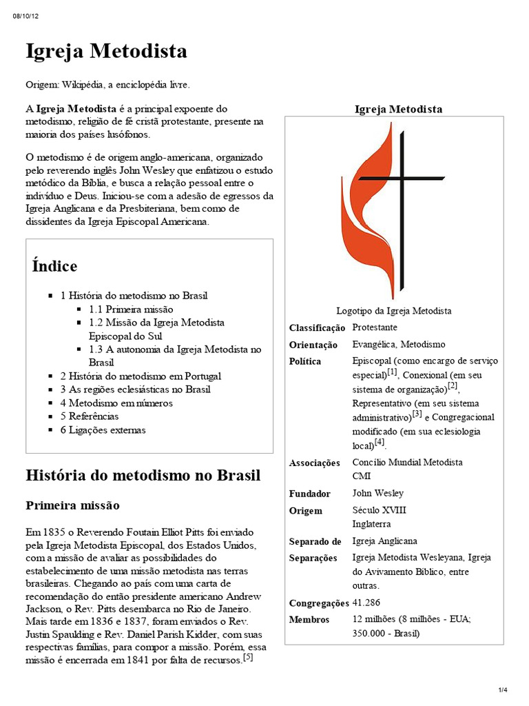 História da Igreja Metodista | PDF | Metodismo | Igreja cristã