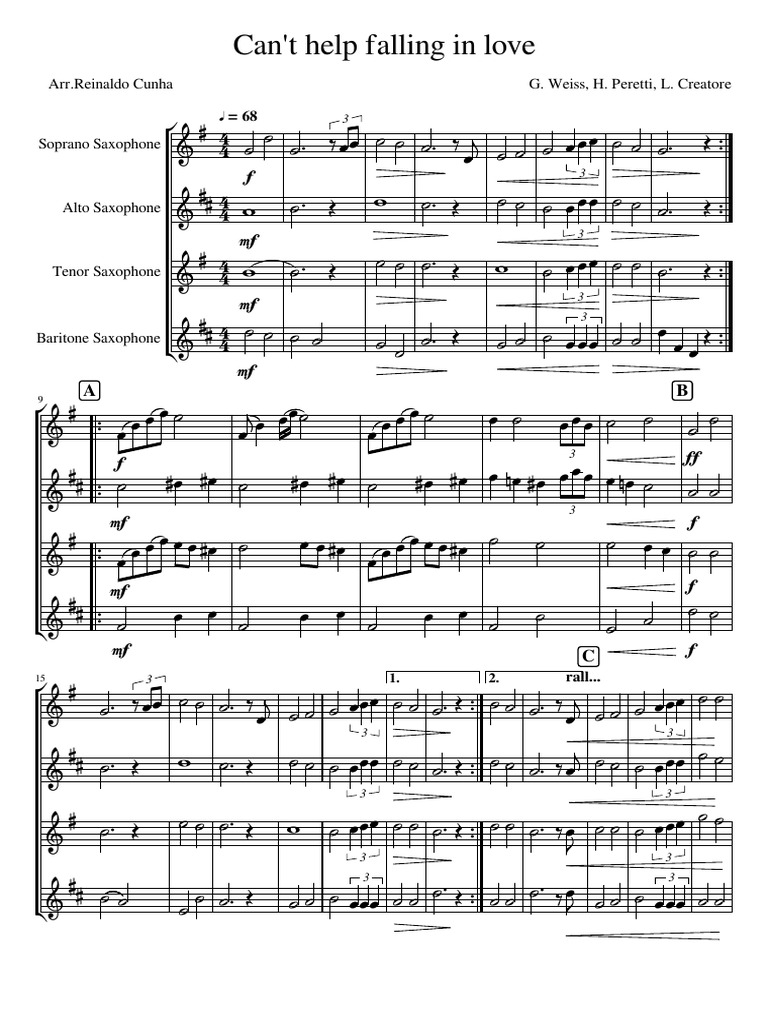 Cant Help Falling in Love | PDF | Saxophone | Elementary Organology