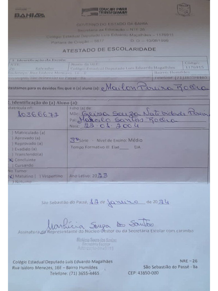 Comprovante Escolaridade PDF | PDF