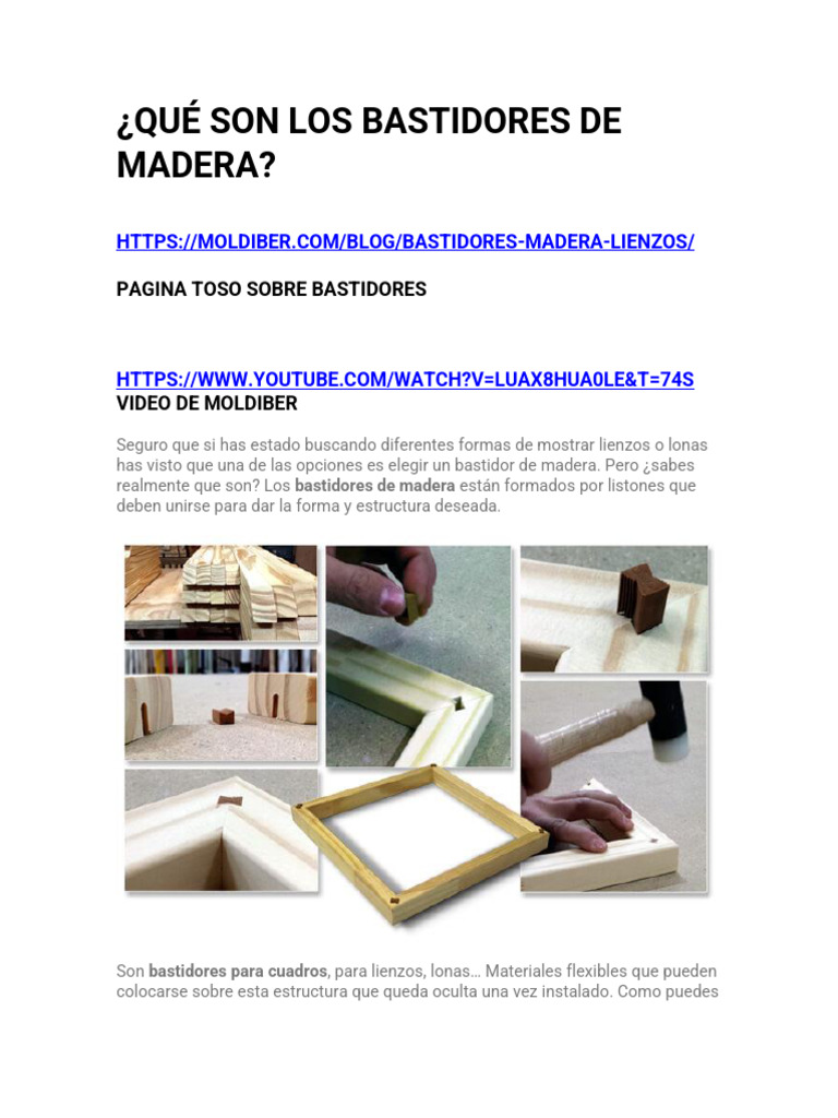 Bastidores de Madera: Tipos y Usos | PDF | Lona | Pinturas