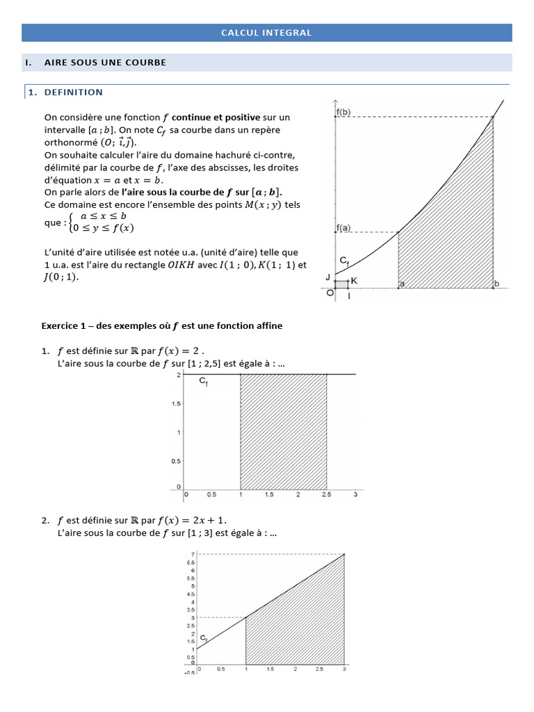 Calcul d'aire par intégration | PDF | Intégral | Fonctionnalités et ...