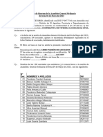 Constancia de Quorum de La Asamblea General Ordinaria COOPERATIVA VIVIENDA HUANCAS