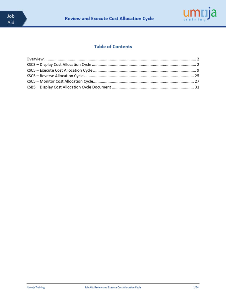 Cost Allocation Cycle Execution Guide | PDF | Computing | Software