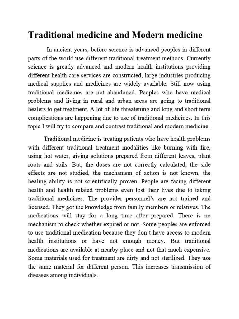 Traditional Medicine and Modern Medicine | PDF | Medicine | Alternative ...