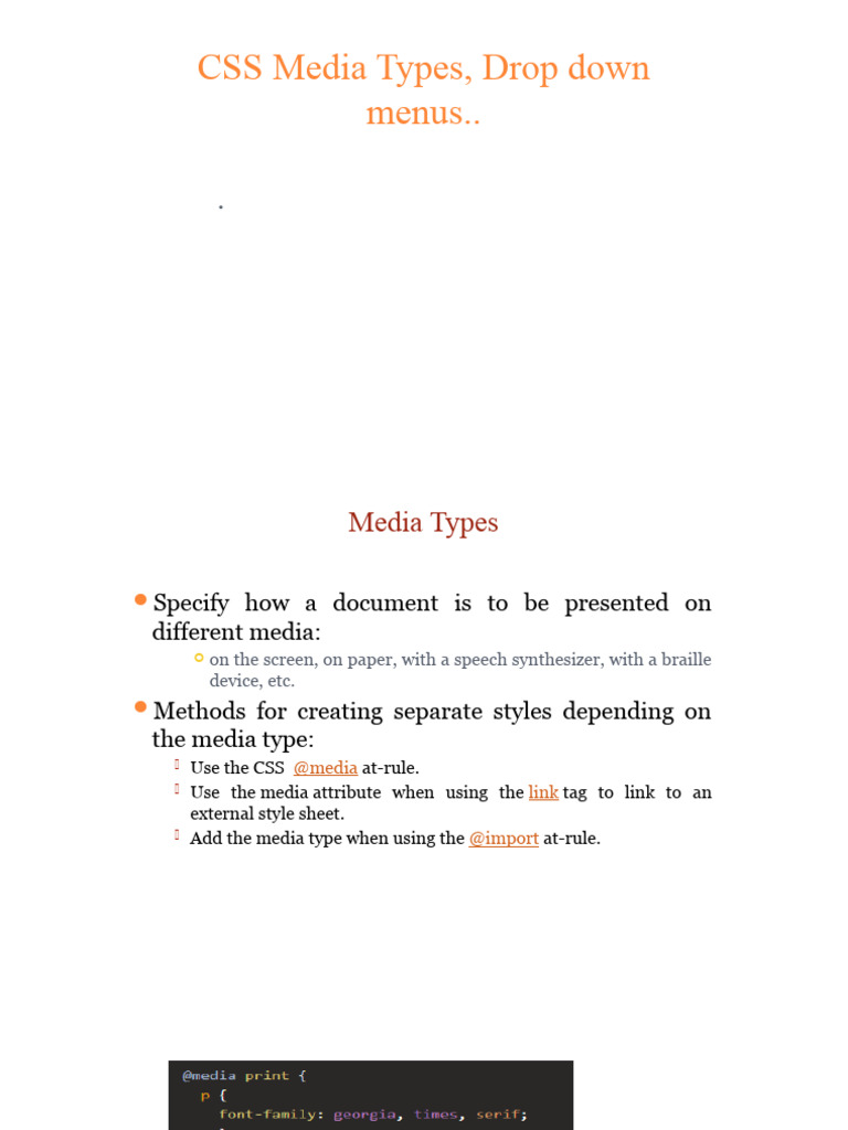 CSS Media Types and Drop-Down Menus | PDF | Menu (Computing) | Human ...