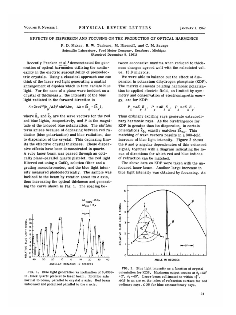 Effects of Dispersion on Optical Harmonics | PDF | Polarization (Waves ...